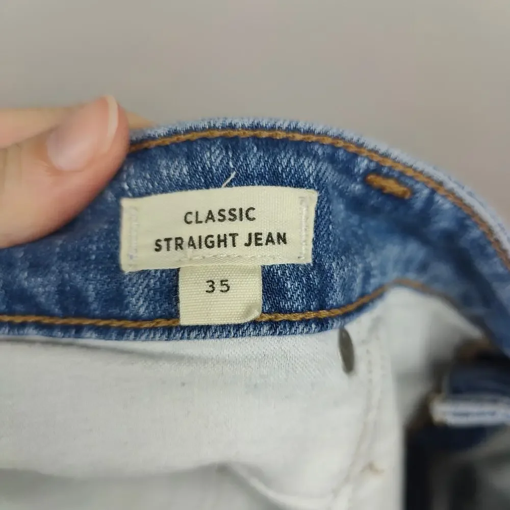 Madewell Classic Straight Jeans Women 35 Corson Medium Wash Distressed Plus Size - Picture 10 of 13